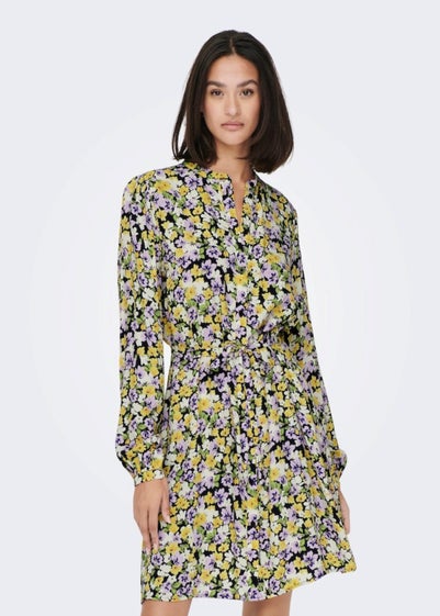 JDY Alice Black Floral Shirt Dress