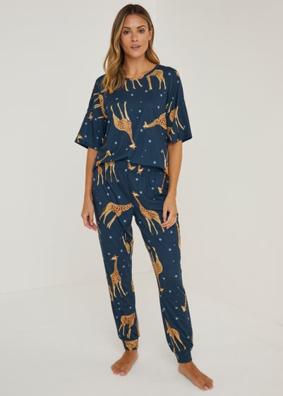 Navy Giraffe Star Pyjama Set - Extra small