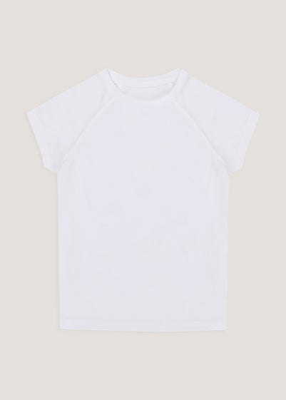 Girls White School Sports T-Shirt (3-13yrs) - Age 3 Years