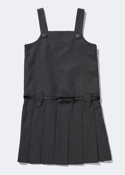Girls Grey Belted Pleated School Pinafore (3-13yrs) - Age 4 Years