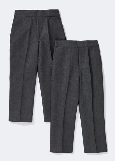 Boys 2 Pack Grey Slim Fit School Trousers (3-13yrs)