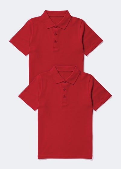 Kids 2 Pack Red School Polo Shirts (3-13yrs) - Age 3 Years