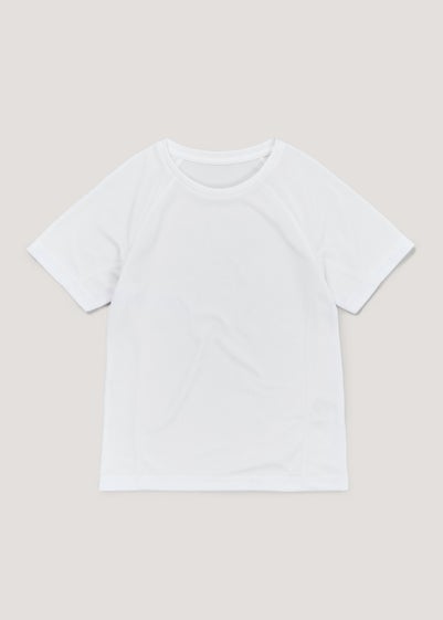 Kids White School Sports T-Shirt (3-13yrs) - Age 3 Years