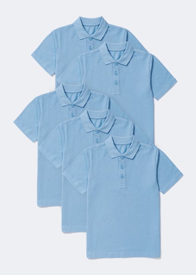 Kids 5 Pack Blue School Polo Shirts (3-16yrs) - Age 4 Years