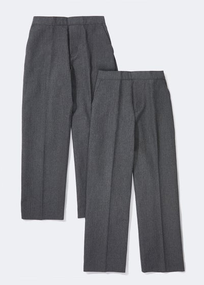 Boys 2 Pack Grey Pull On School Trousers (3-11yrs) - Age 3 Years