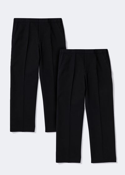 Boys 2 Pack Black Slim Fit School Trousers (3-16yrs) - Matalan