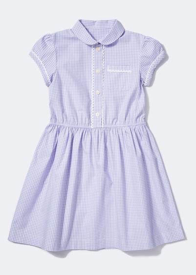 Girls Lilac Traditional Gingham School Dress (3-14yrs) - Age 13 Years