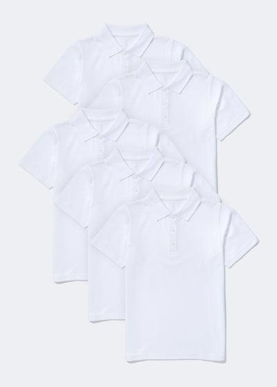 Kids 5 Pack White School Polo Shirts (3-16yrs) - Age 3 Years