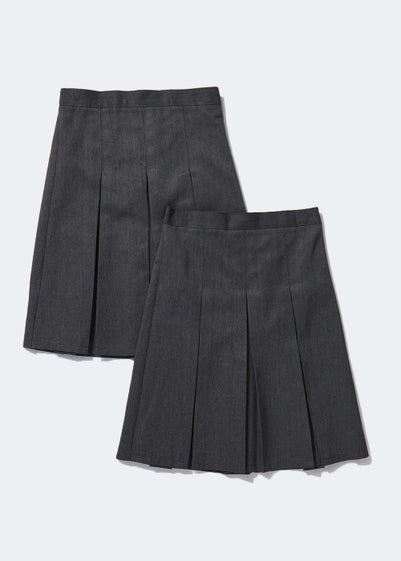 Girls 2 Pack Long Length Box Pleat School Skirts (3-16yrs) - Age 3 Years