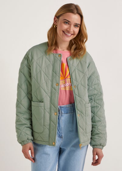 Green Soft Quilted Jacket - Size 8