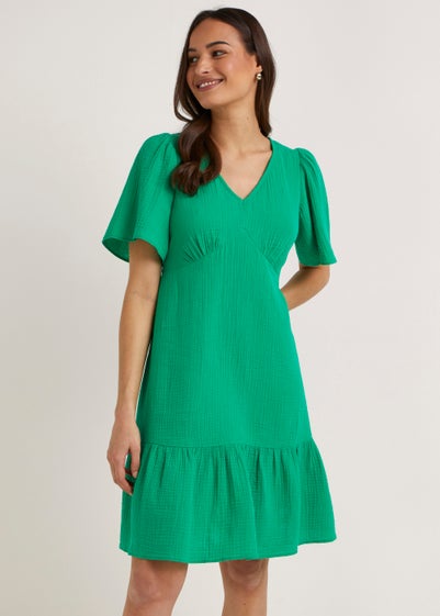 Green Double Cloth Knee Length Dress Reviews - Matalan