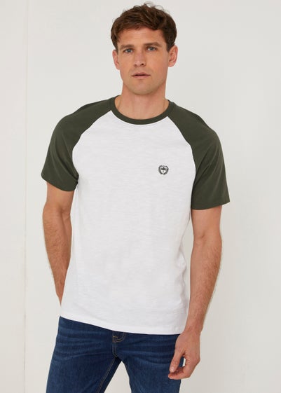 White & Khaki  Raglan T-Shirt