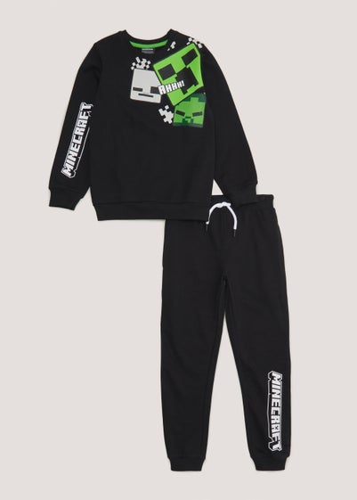 Kids Black Minecraft Sweatshirt & Joggers Set (4-12yrs)