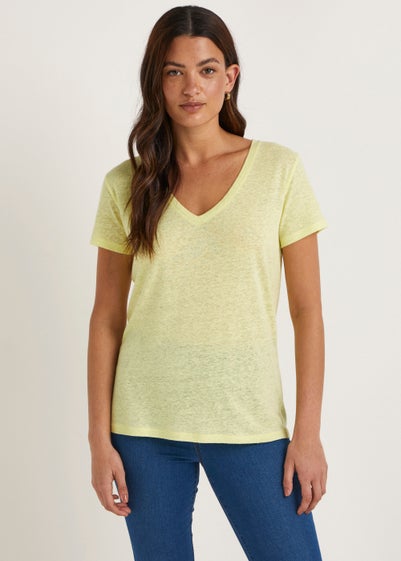 yellow-linen-blend-v-neck-t-shirt-reviews-matalan