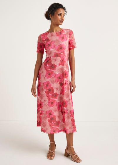 Et Vous Pink Floral Mesh Midi Dress Reviews - Matalan