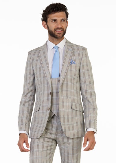 Broken Stitch Suffolk Stone Check Slim Fit Suit Jacket