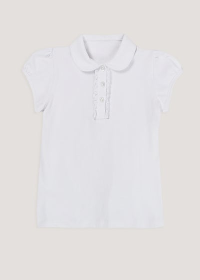 Girls White Jersey School Polo Shirt (3-13yrs) - Age 11 Years