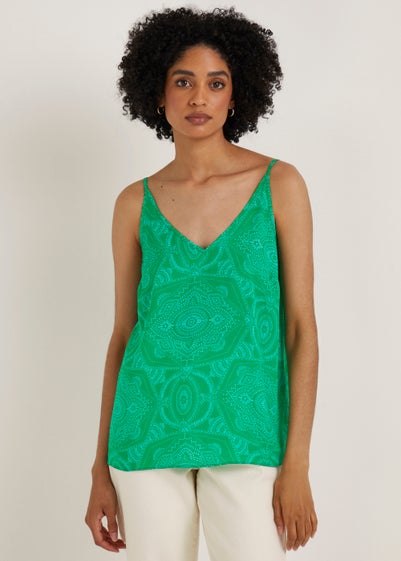 Green Tile Print Cami Top