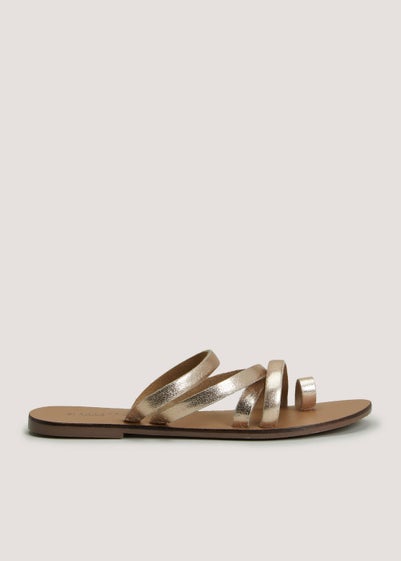 Gold Leather Toe Loop Sandals