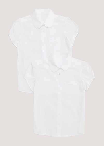 Girls 2 Pack White Stretch School Blouses (3-13yrs) - Age 5 Years