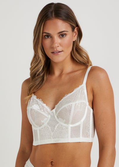 Cream Lace Non Padded Bustier Bridal Bra - 32A
