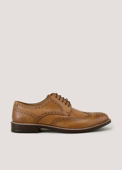 Tan Real Leather Brogues - Size 6