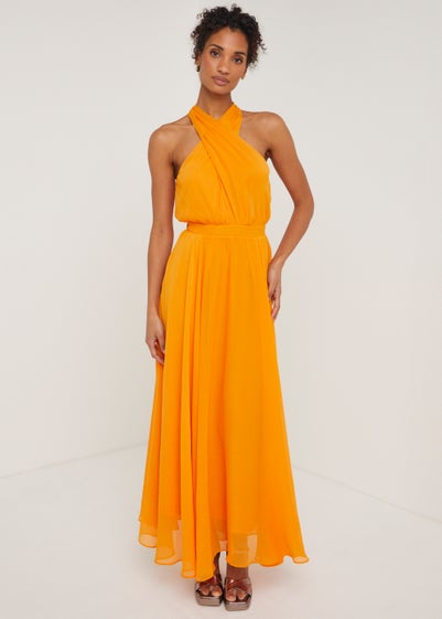 Et Vous Orange Cross Front Maxi Dress