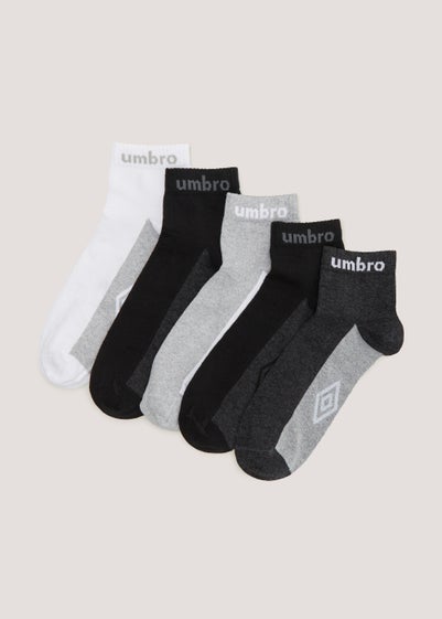 Umbro 5 Pack Multicoloured Quarter Socks - Sizes 6 - 8.5