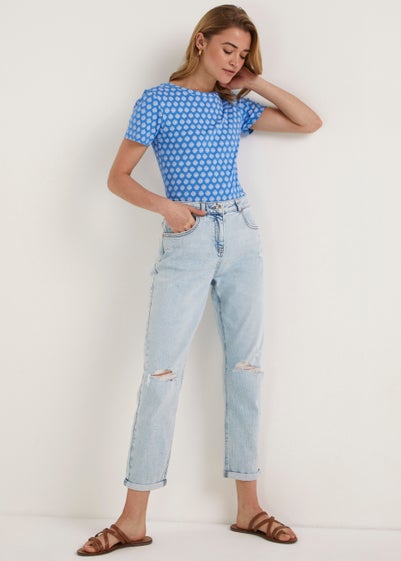 Ava Bleach Wash Mom Jeans - Matalan