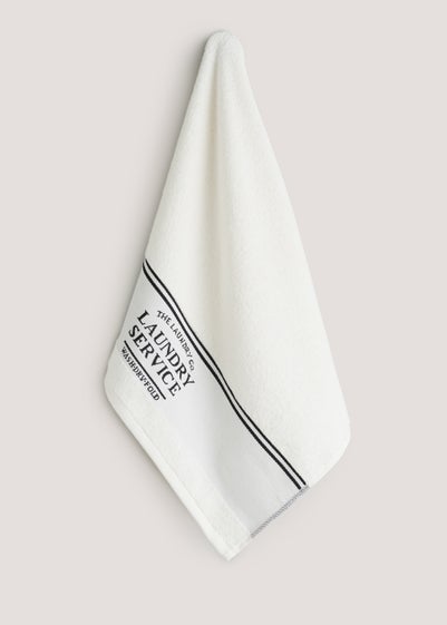 White The Laundry Co Border Hand Towel