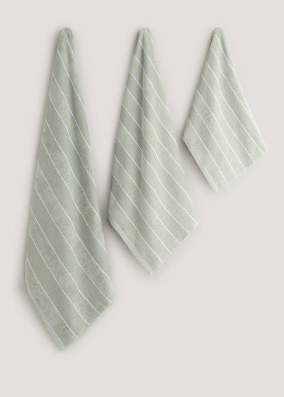 Sage Textured Stripe Towels (450gsm)