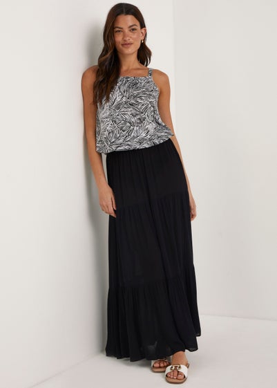 Black Crinkle Maxi Skirt