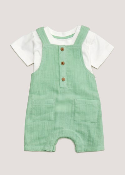 Baby Sage Dungarees & T-Shirt Set (Newborn-23mths)