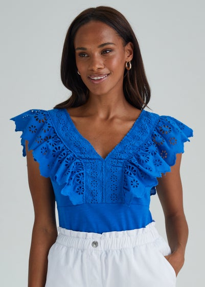 Blue Shiffley V-Neck Vest Top