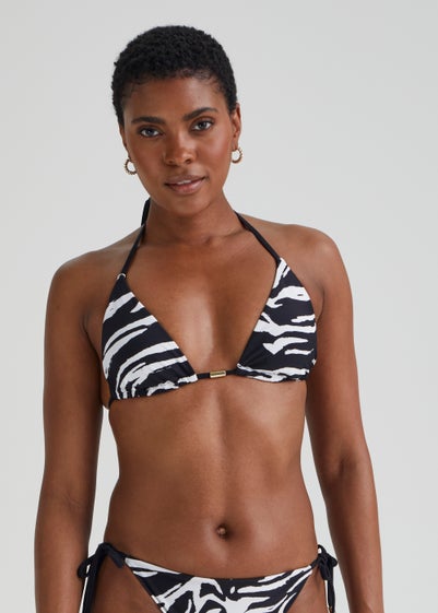 Be Beau Black Zebra Print Bikini Top - Size 8