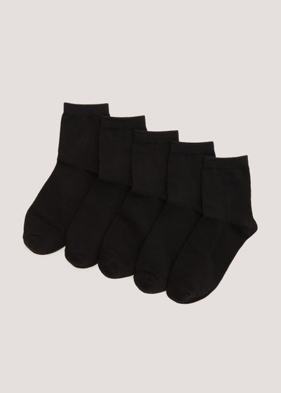 Kids 5 Pack Black Ankle Socks (Younger 6-Older 5.5) - Sizes 12.5-3.5