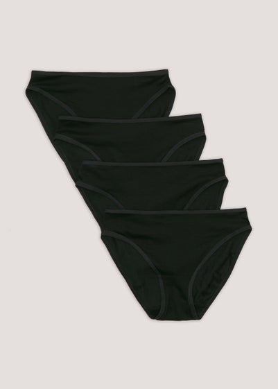 4 Pack Black High Leg Knickers - Size 8