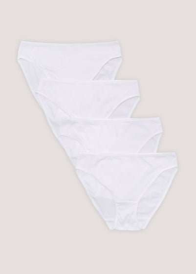 4 Pack White High Leg Knickers - Size 8