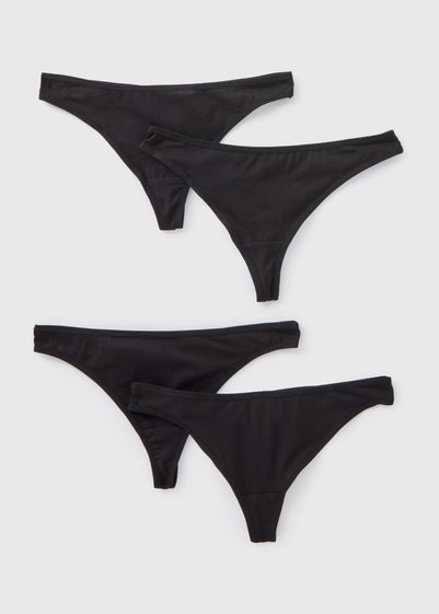 4 Pack Black Thongs