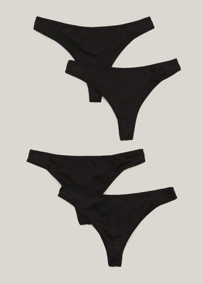 4 Pack Black Thongs - Size 6