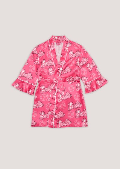 Kids Pink Barbie Satin Dressing Gown (4-10yrs) - Age 4 Years