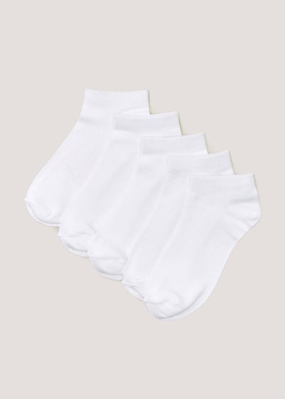 5 Pack White Soft Touch Bamboo Trainer Socks - One Size