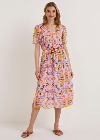 JDY Summer Pink Print Short Sleeve Midi Dress Reviews - Matalan