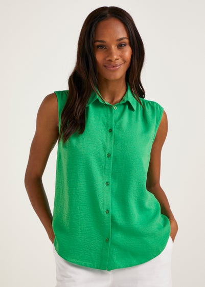 Green Sleeveless Shirt - Size 8