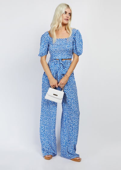 Girls on Film by Dani Dyer Blue Floral Wide Leg Co-Ord Trousers - Size 8