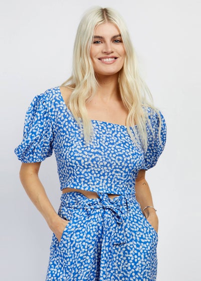 Girls on Film by Dani Dyer Blue Floral Co-Ord Top - Size 8