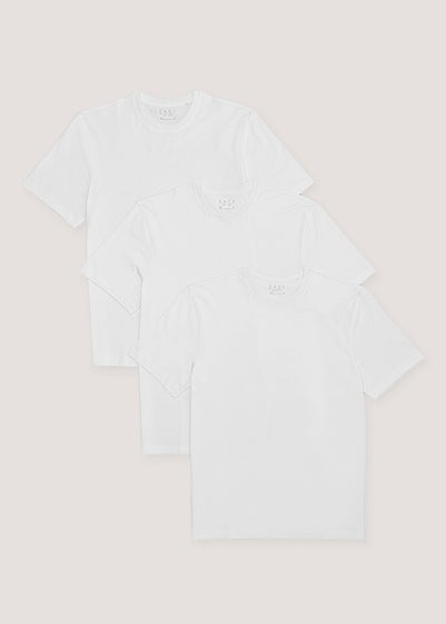 3 Pack Essential White T-Shirts - Small