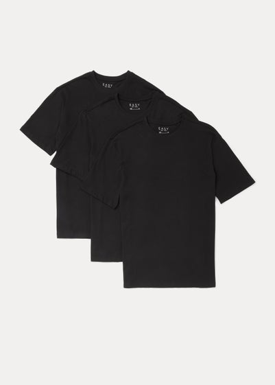 3 Pack Black Essential Crew Neck T-Shirts - Small