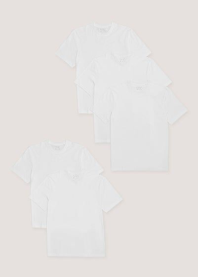 5 Pack Essential White T-Shirts - Small