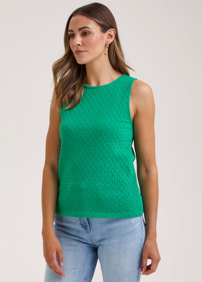 Green Knitted Effect Cami Vest Top